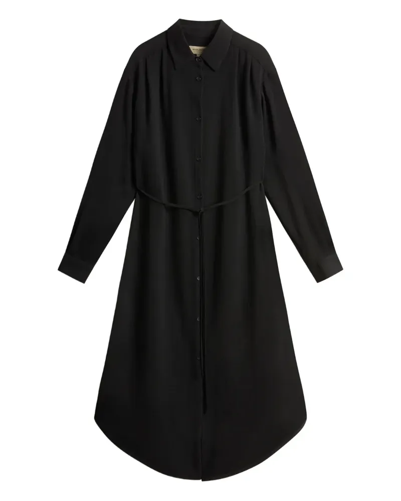 Woolrich Midikleid mit Bindegürtel - Schwarz Schwarz