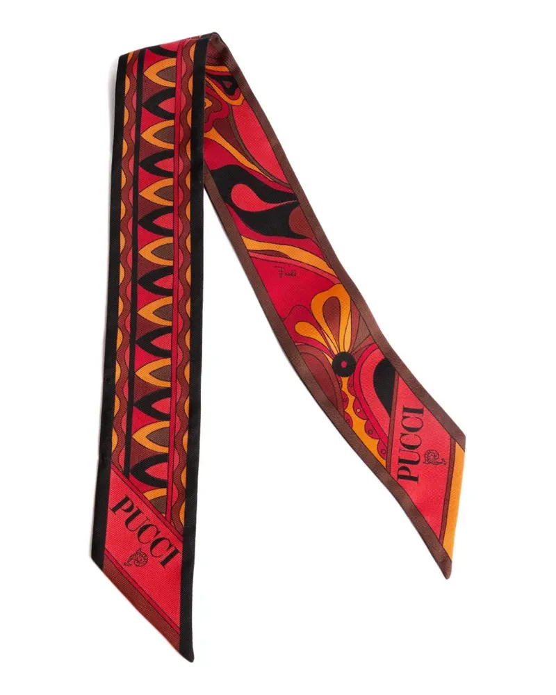 Emilio Pucci mixed print silk twill scarf - Rot Rot