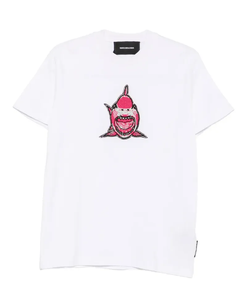 Marco Bologna bead-embellished shark T-shirt - Weiß Weiß