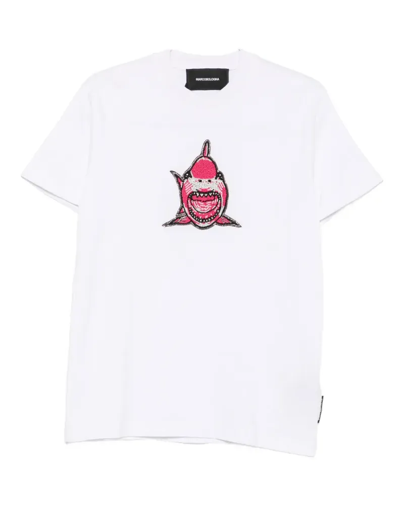 Marco Bologna bead-embellished shark T-shirt - Weiß Weiß