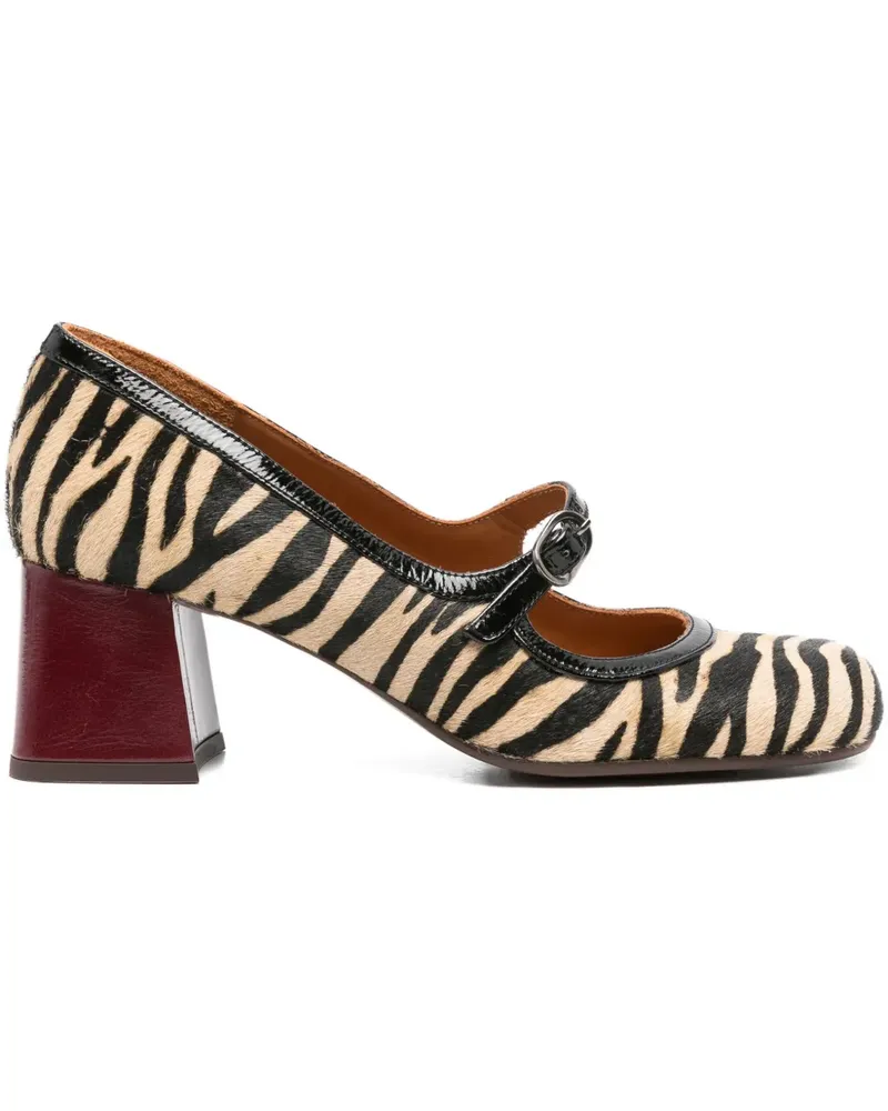 Chie Mihara Mumma Zebra Pumps mit Blockabsatz 45mm - Rosa Rosa