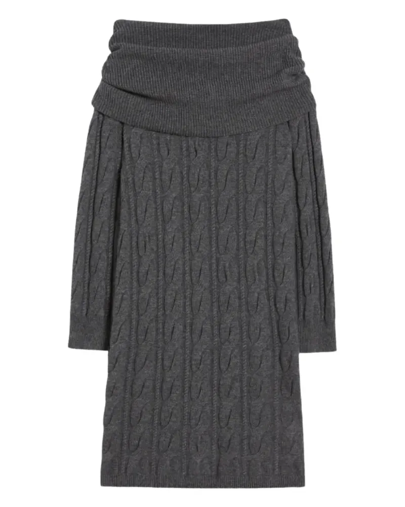 Max Mara Schulterfreies Midikleid mit Zopfmuster - Grau Grau