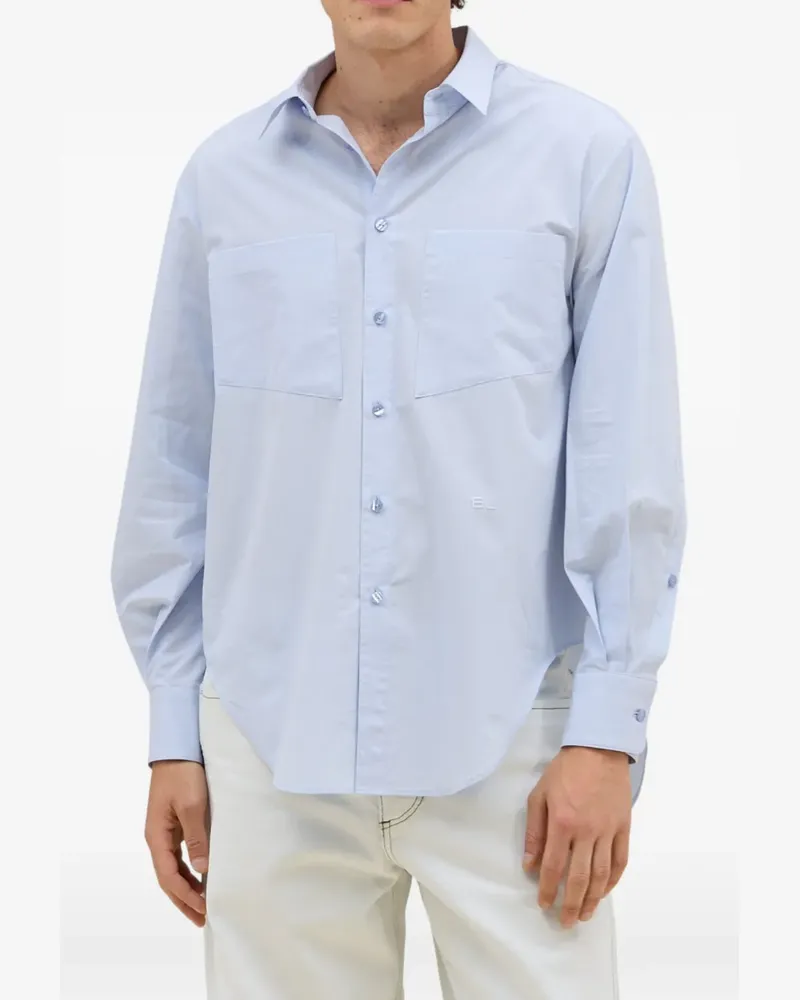 Eckhaus Latta asymmetric-hem patch-pocket shirt - Blau Blau