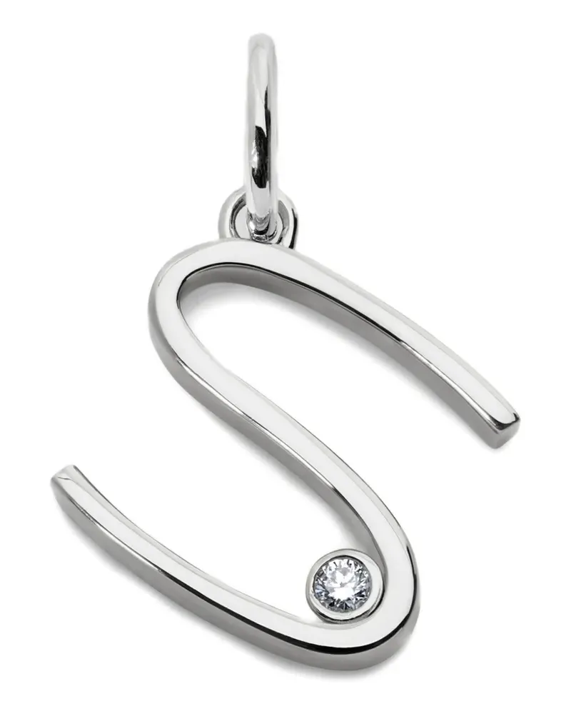 Monica Vinader Solitaire Anhänger mit Diamant - Silber Silber