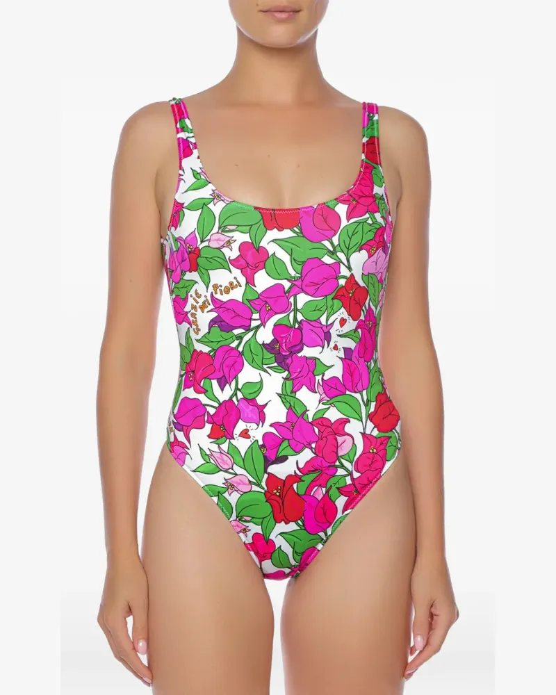 MC2 Saint Barth Lora bougainvillea-print swimsuit - Weiß Weiß