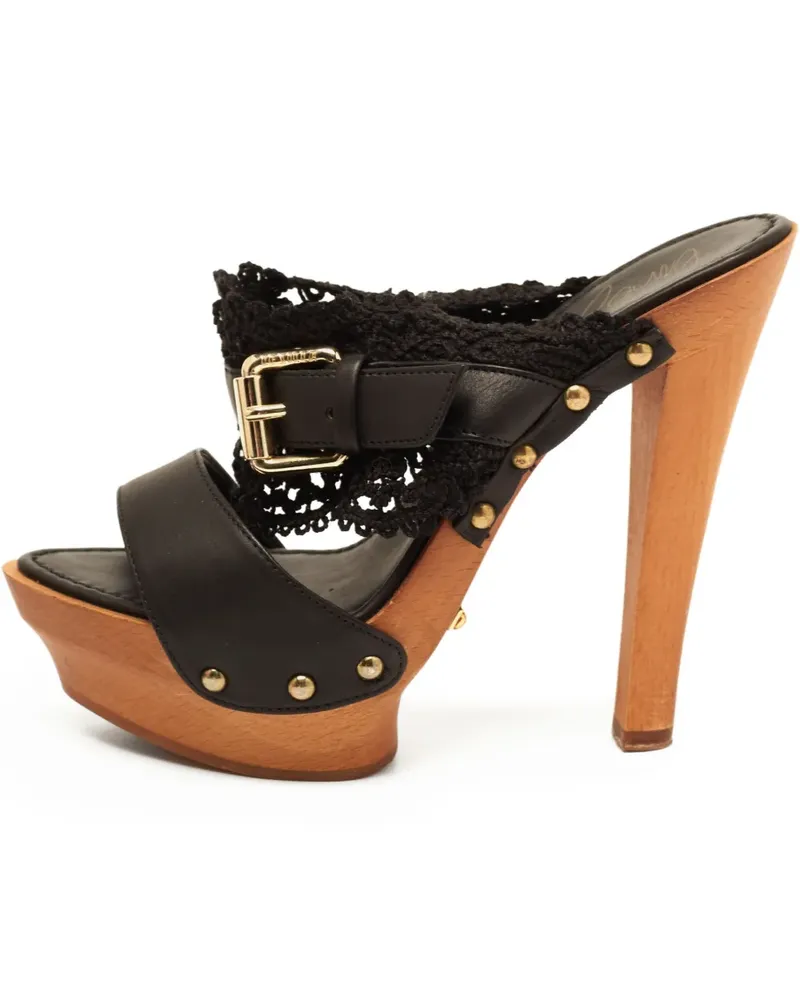 Le Silla Plateau-Sandalen mit Spitze - Schwarz Schwarz