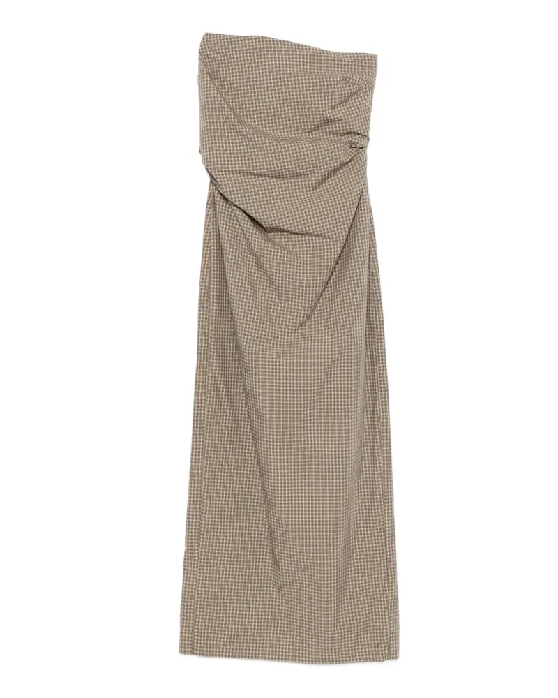 Enza Costa plaid-pattern tie-back maxi dress - Braun Braun