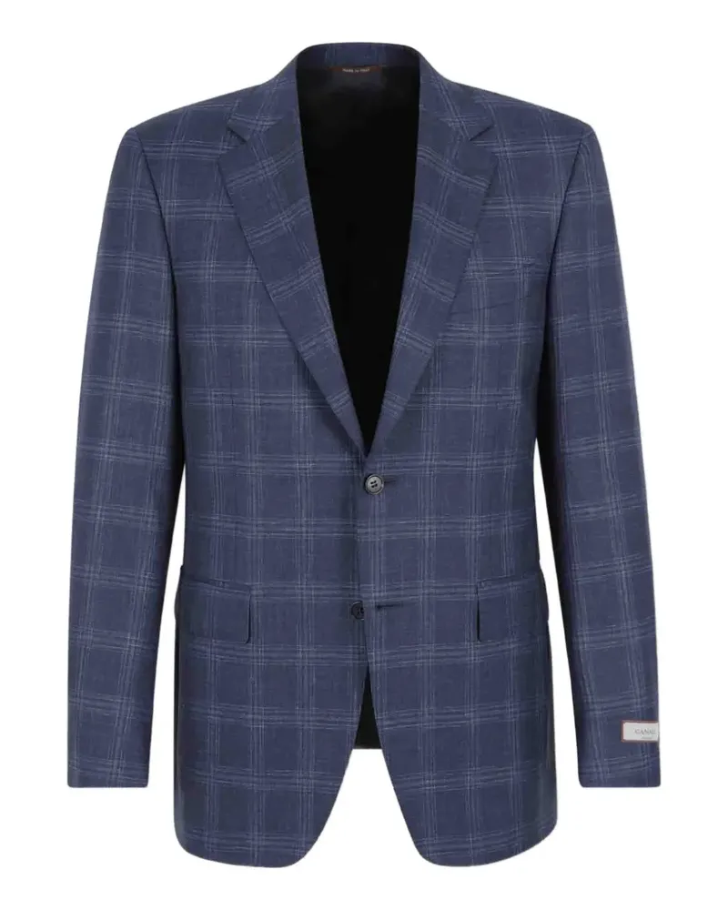 Canali check single-breasted blazer - Blau Blau
