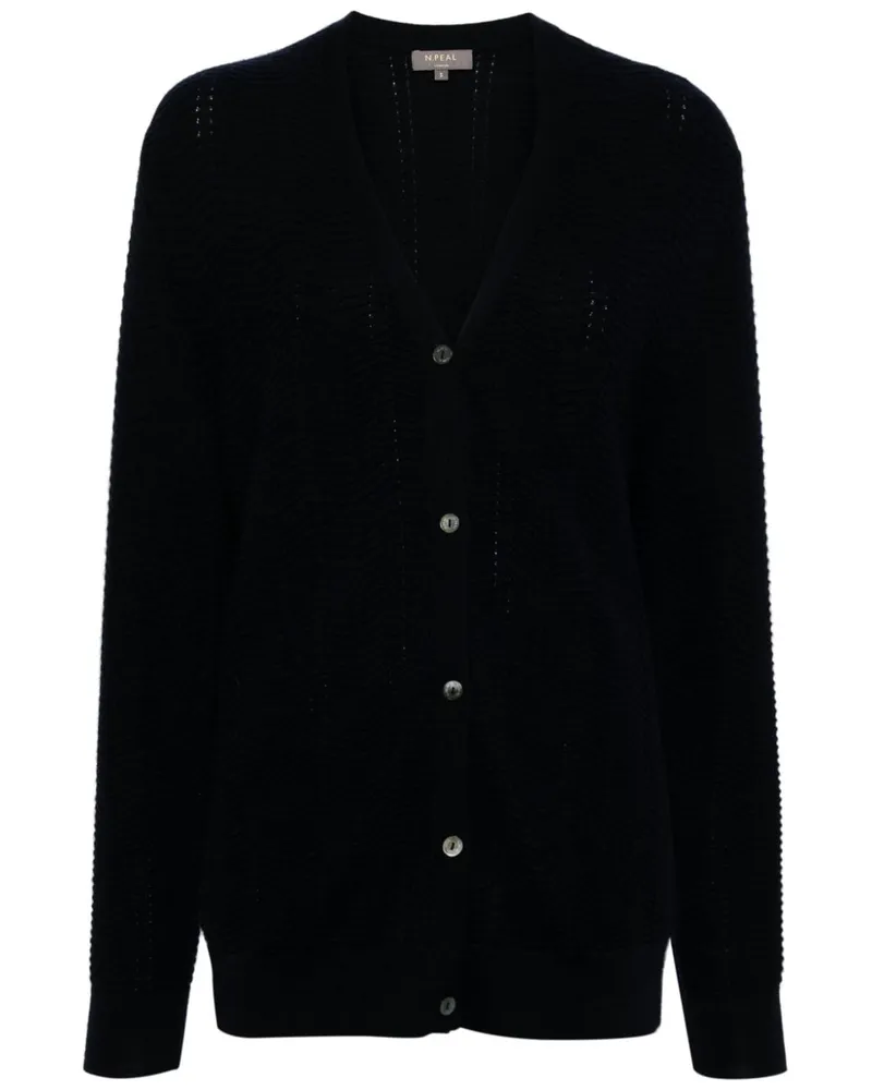 N.Peal Cardigan mit V-Ausschnitt - Blau Blau