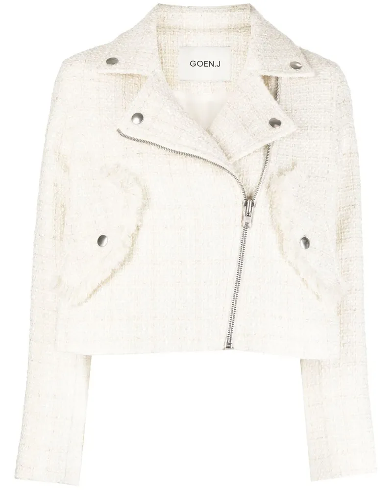 GOEN.J Cropped-Bikerjacke - Weiß Weiß