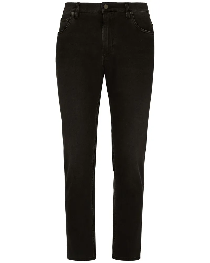 Dolce & Gabbana Tapered-Jeans mit Logo-Applikation - Schwarz Schwarz