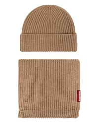 Dsquared2 Set aus gerippter Beanie und Schal Nude