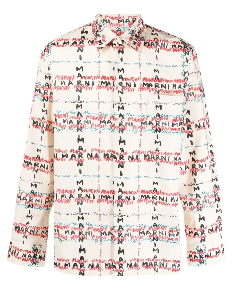 Marni Hemd mit Logo-Print - Nude Nude