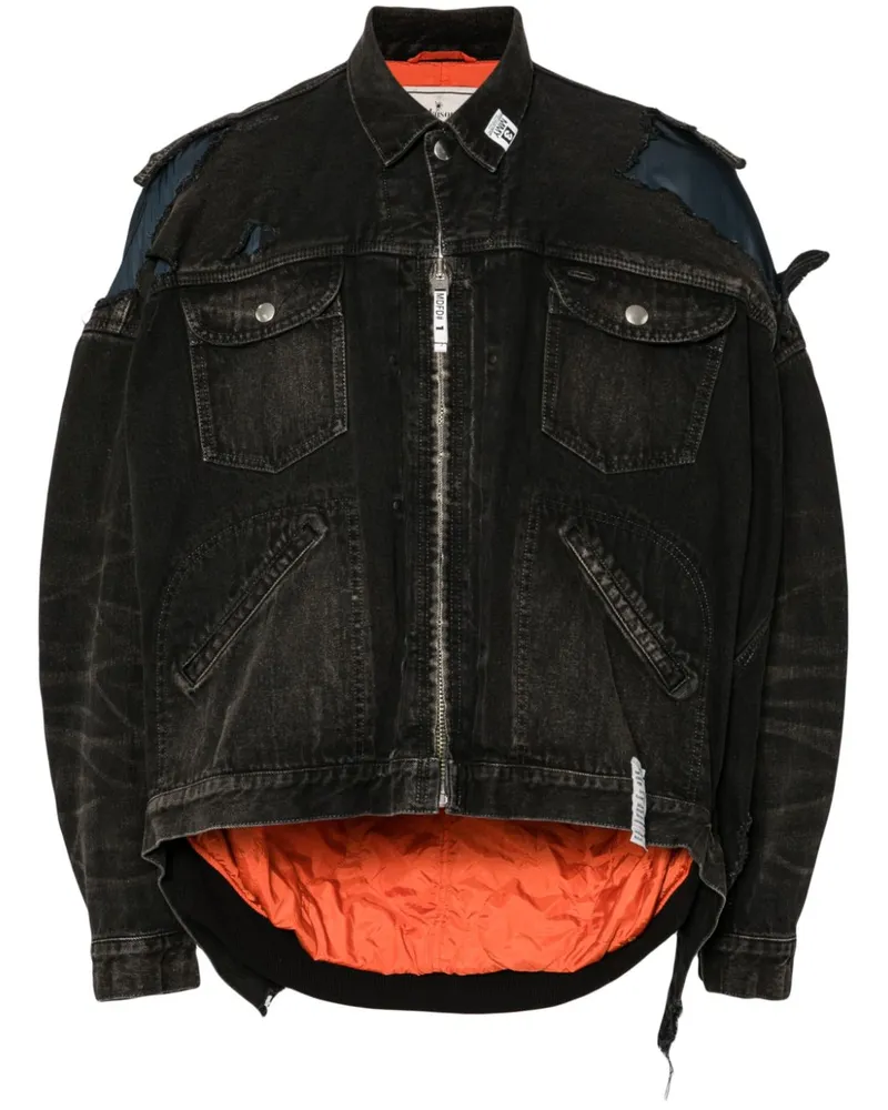 MIHARAYASUHIRO Jeansjacke im Layering-Look - Schwarz Schwarz