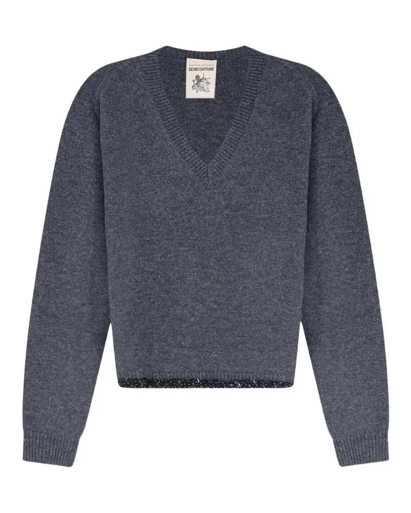 Semicouture Celia Pullover mit Pailletten - Grau Grau