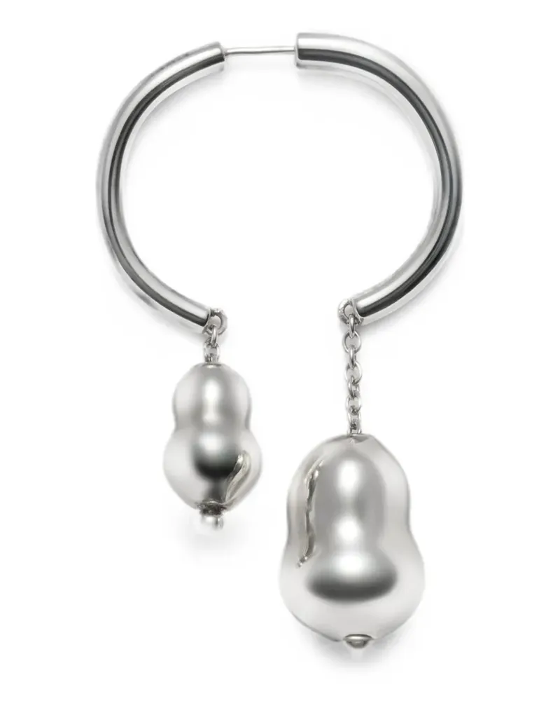Christophe Lemaire Einzelne Creole aus geblasenem Glas und rhodiniertem Silber Silber