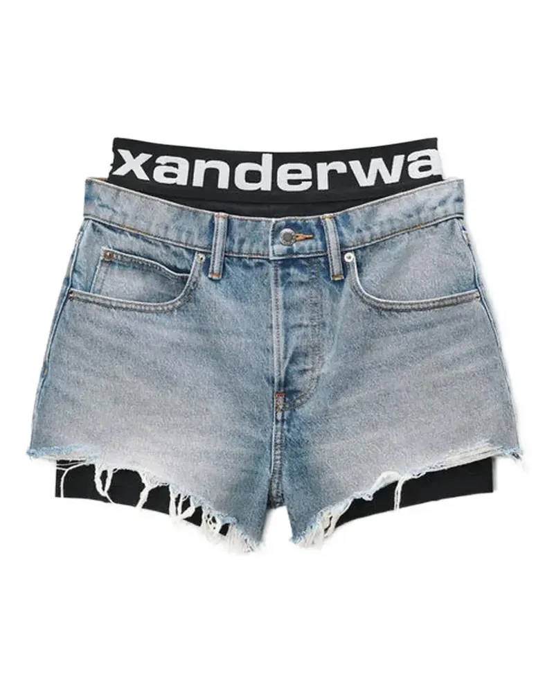 Alexander Wang layered logo-waistband shorts - Blau Blau