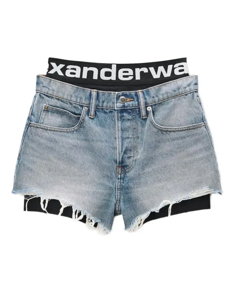 Alexander Wang Shorts im Layering-Look mit ausgefranstem Saum - Blau Blau