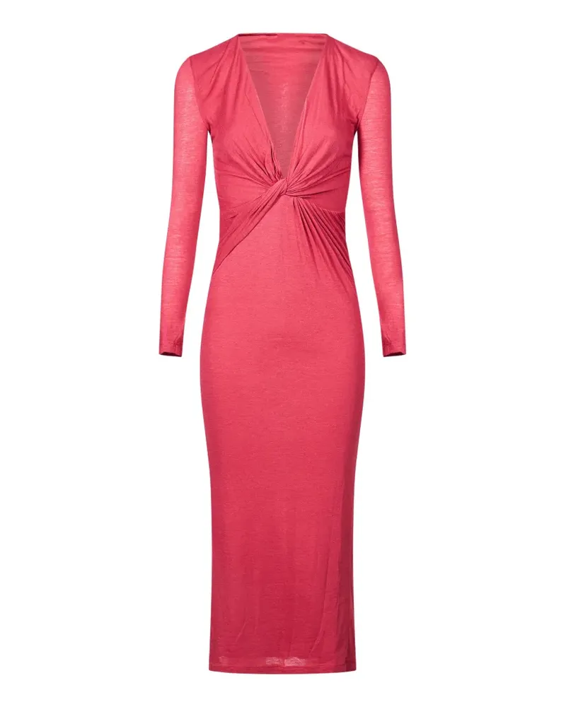 Amen Longuette Maxikleid mit V-Ausschnitt - Rot Rot