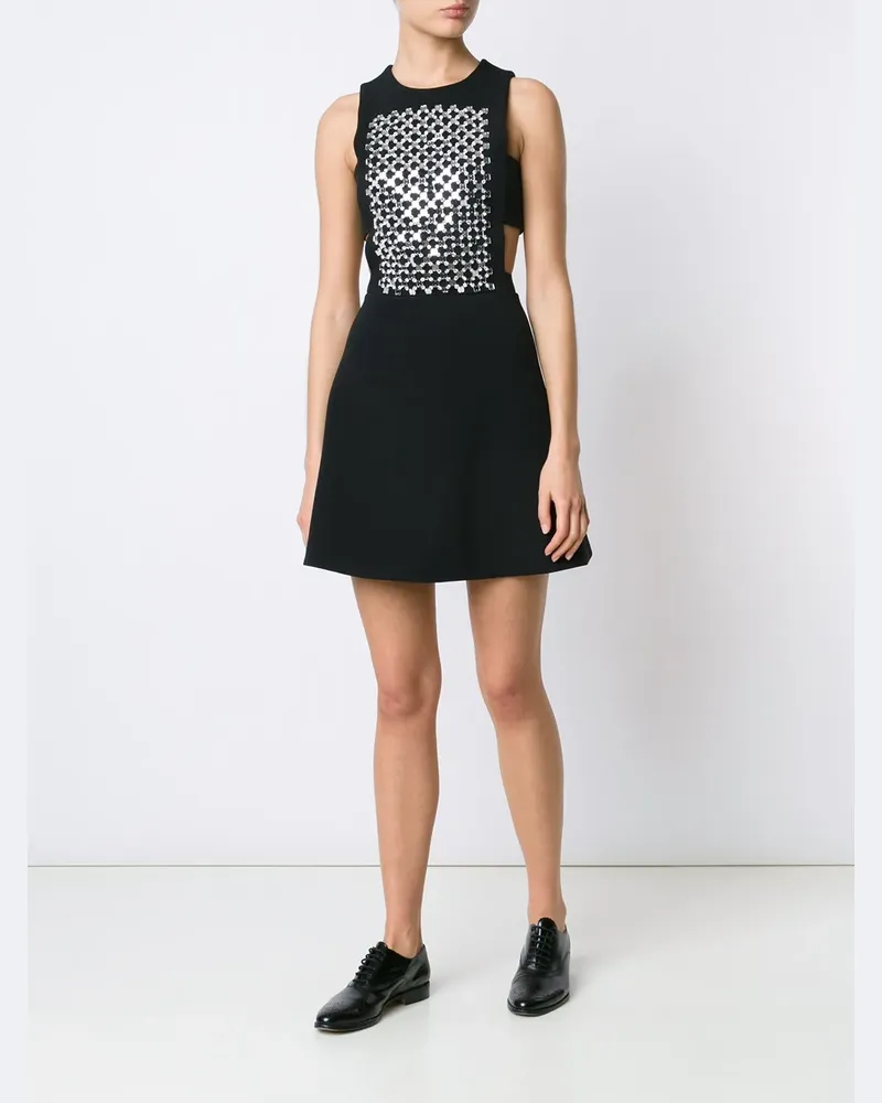 David Koma A-Linien-Kleid mit Kristallapplikationen - Schwarz Schwarz