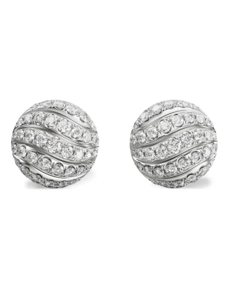 David Yurman Sculpted Cable Ohrstecker mit Diamanten - Silber Silber