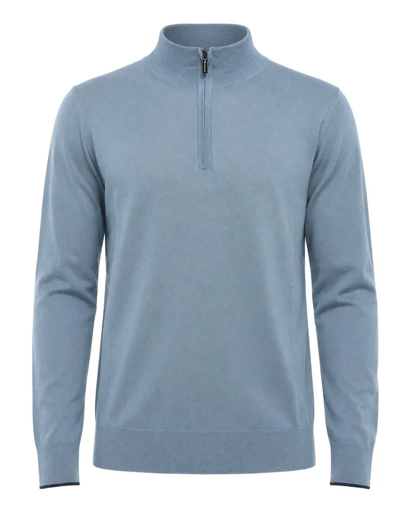 MOORER Terni Pullover mit kurzem Reißverschluss - Blau Blau