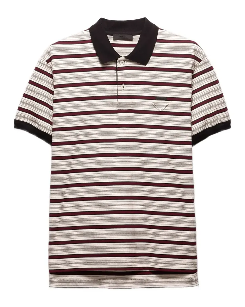 Prada striped short-sleeve polo shirt - Nude Nude