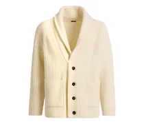 Gerippter Cardigan mit Schalkragen - Nude