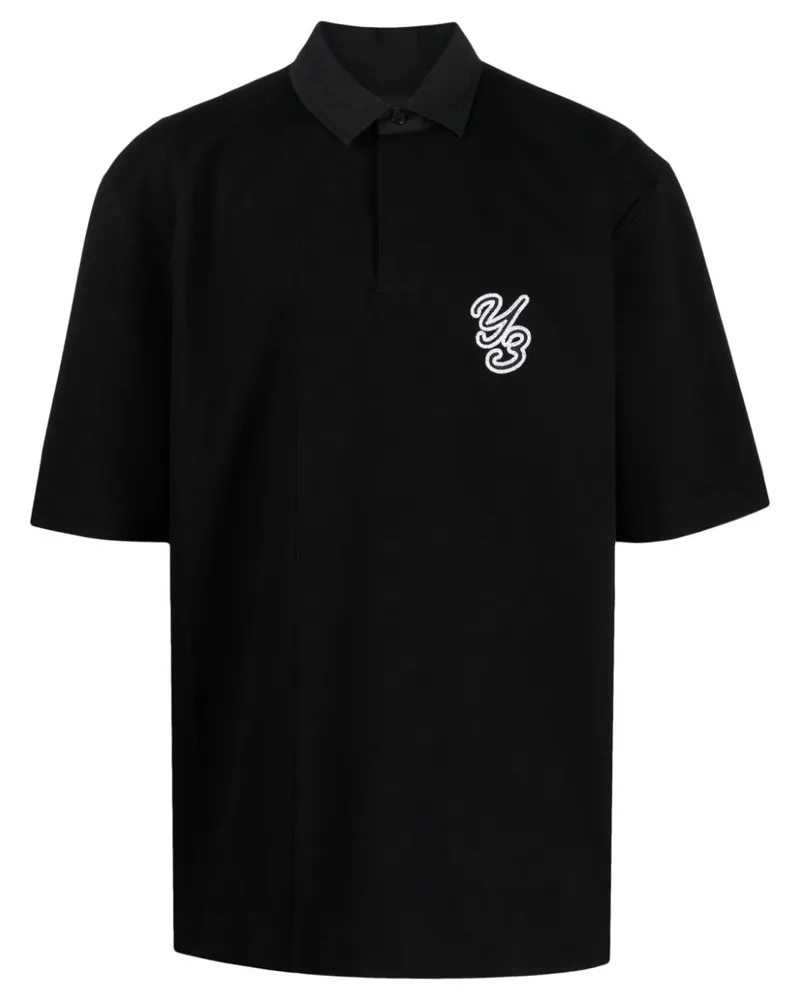 Y-3 Poloshirt mit Logo-Applikation Schwarz