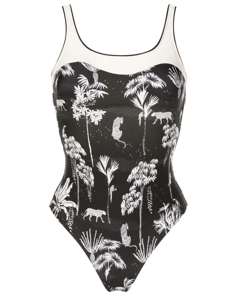 Lygia & Nanny Badeanzug mit grafischem Print - Schwarz Schwarz