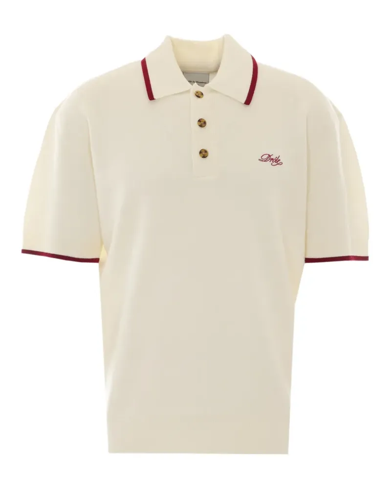 Drôle de Monsieur embroidered-logo wool polo shirt - Nude Nude