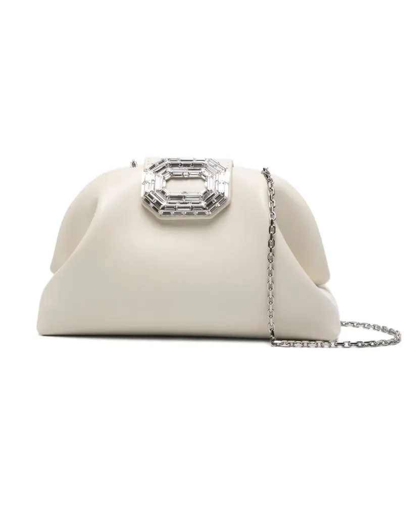 Amina Muaddi Camelia embellished clutch bag - Nude Nude