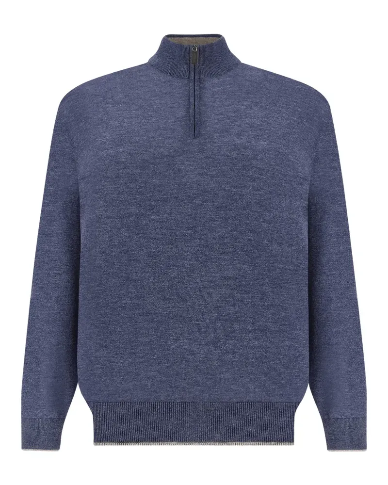 Paul & Shark Piuma Pullover mit kurzem Reißverschluss - Blau Blau