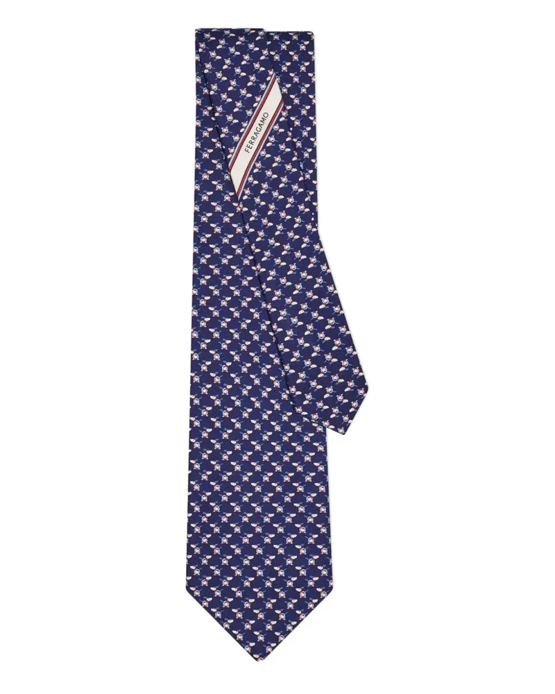 Ferragamo Seidenkrawatte mit Print - Blau Blau