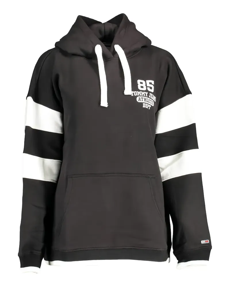 Tommy Hilfiger striped-sleeve logo-print hoodie - Schwarz Schwarz