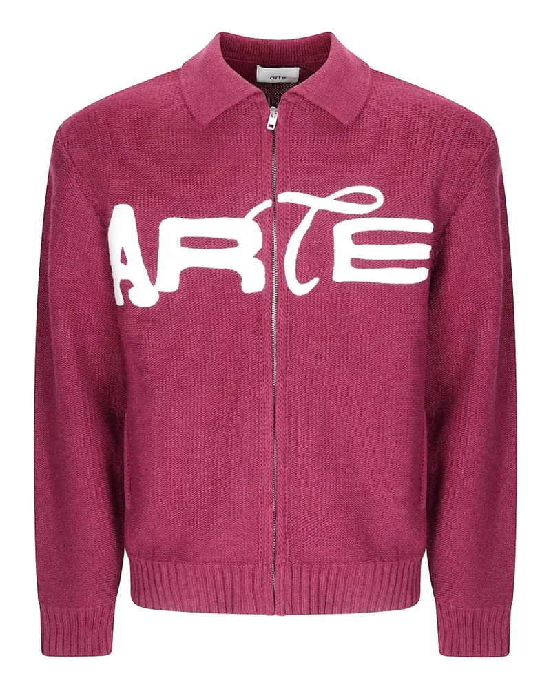 Arte Antwerp logo-embroidered zip-up cardigan - Rot Rot