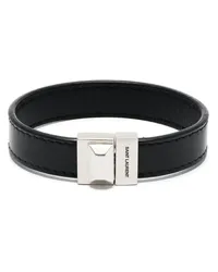 Saint Laurent Lederarmband mit Logo-Gravur Schwarz