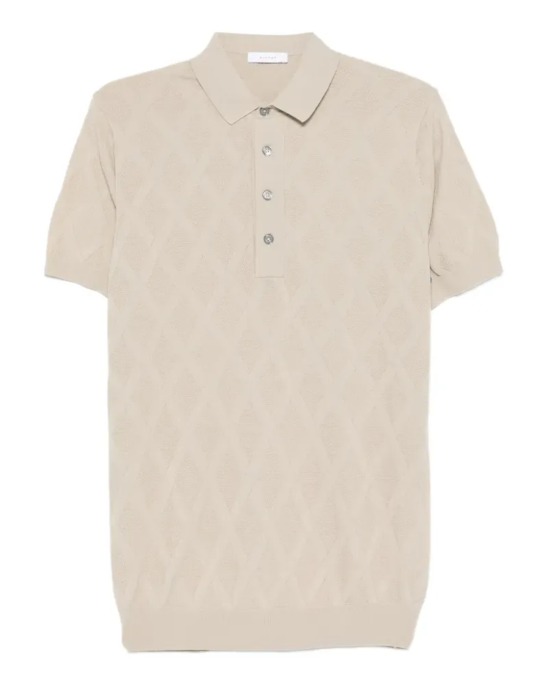 Diktat diamond-pattern knit polo shirt - Nude Nude