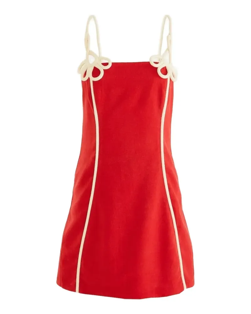 FARM Rio Paspeliertes Minikleid mit Blumenriemen - Rot Rot