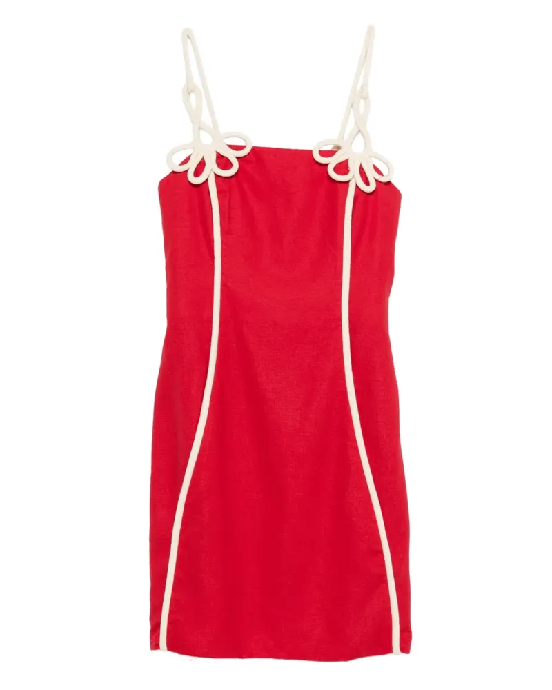 FARM Rio flower strap piped mini dress - Rot Rot