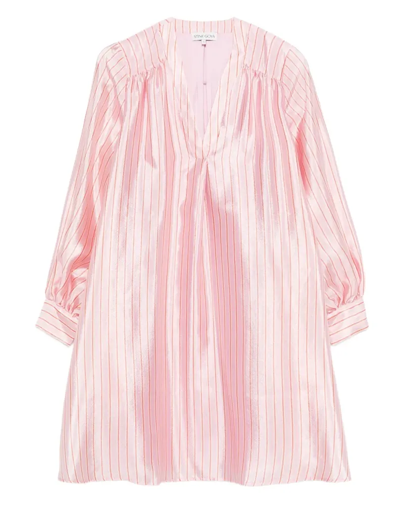 Stine Goya Gestreiftes Yorando Kleid mit V-Ausschnitt - Rosa Rosa