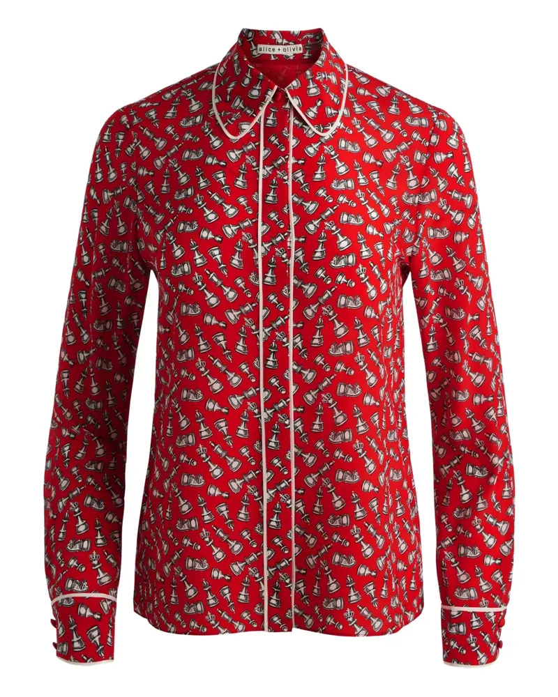 Alice + Olivia Paspeliertes Willa Hemd mit Schach-Print - Rot Rot