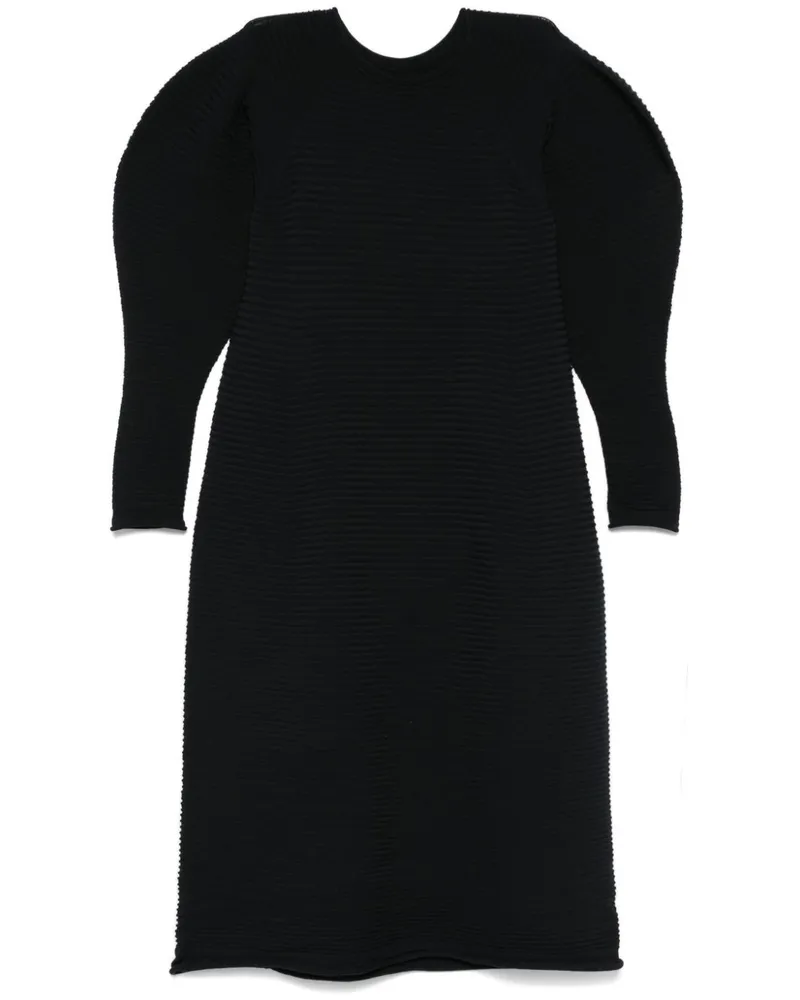 Issey Miyake Powan Midikleid - Schwarz Schwarz