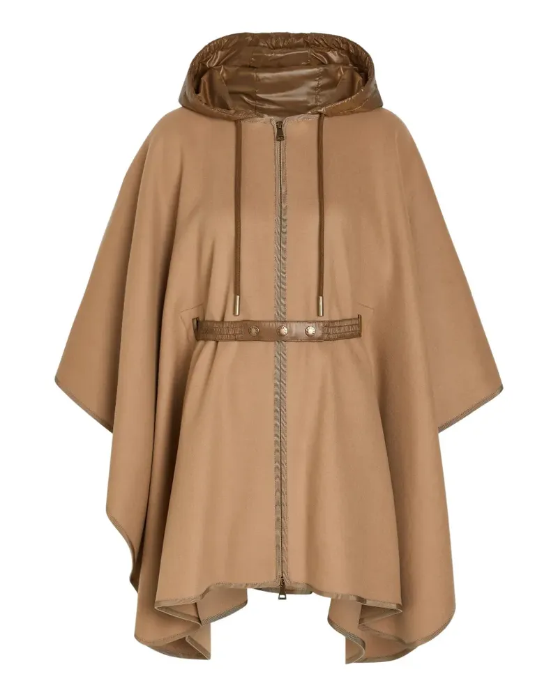 Moncler belted hooded cape - Nude Nude