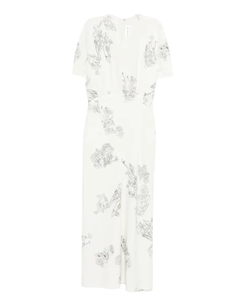 Victoria Beckham floral-print midi dress - Weiß Weiß