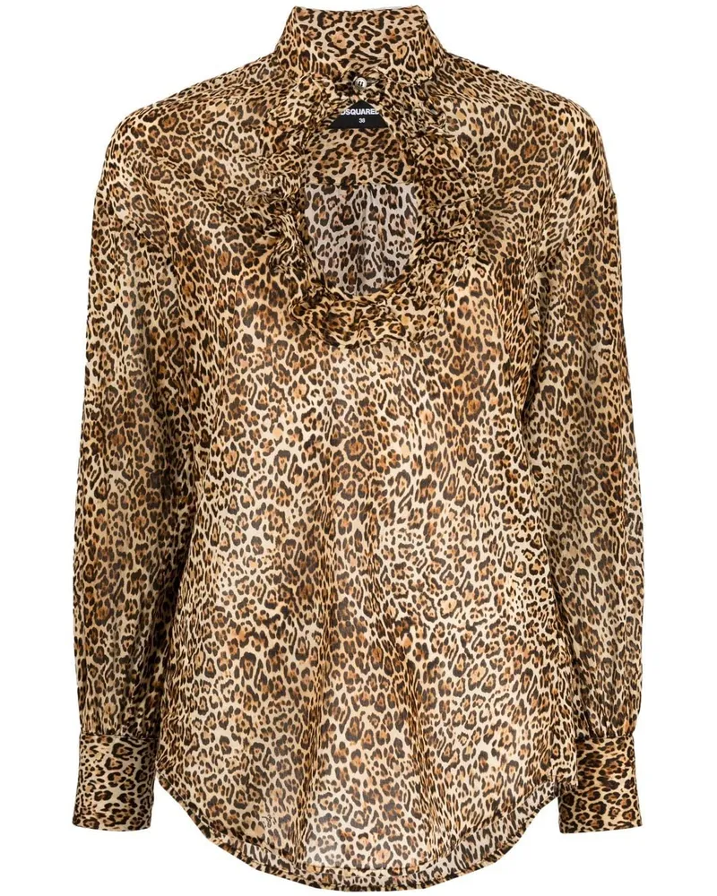 Dsquared2 Bluse mit Leoparden-Print - Braun Braun