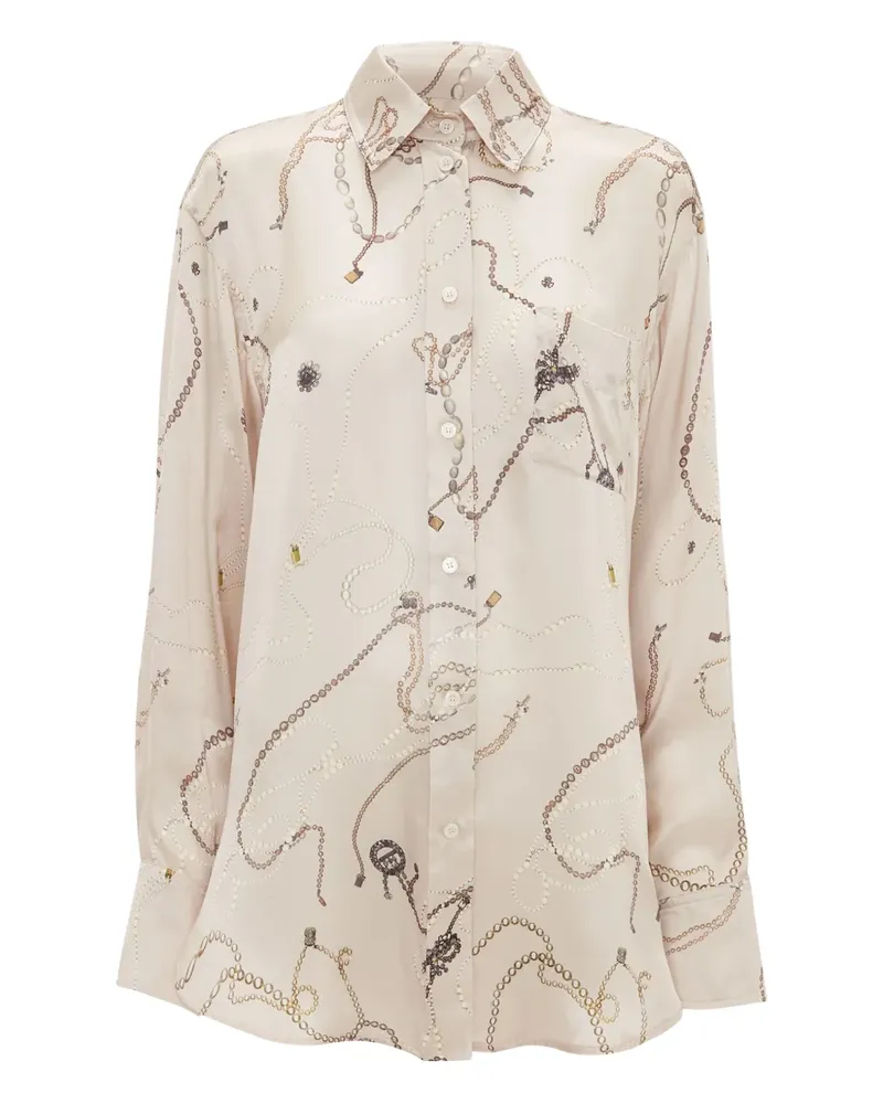Victoria Beckham Pyjama-Oberteil aus Seide mit Schmuck-Print - Nude Nude