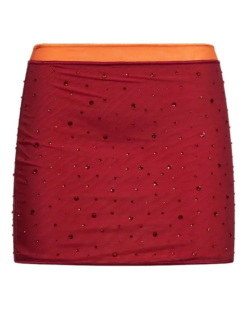 Oséree crystal-embellished semi-sheer mini skirt - Rot Rot