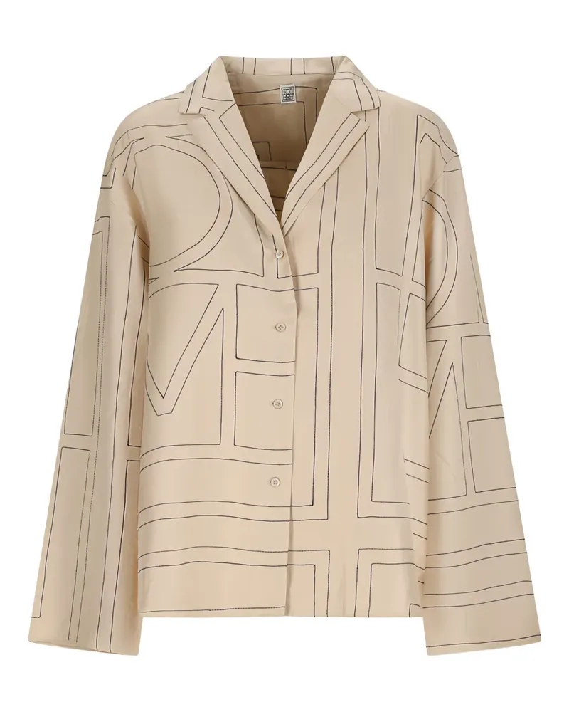 Totême monogram silk top - Nude Nude
