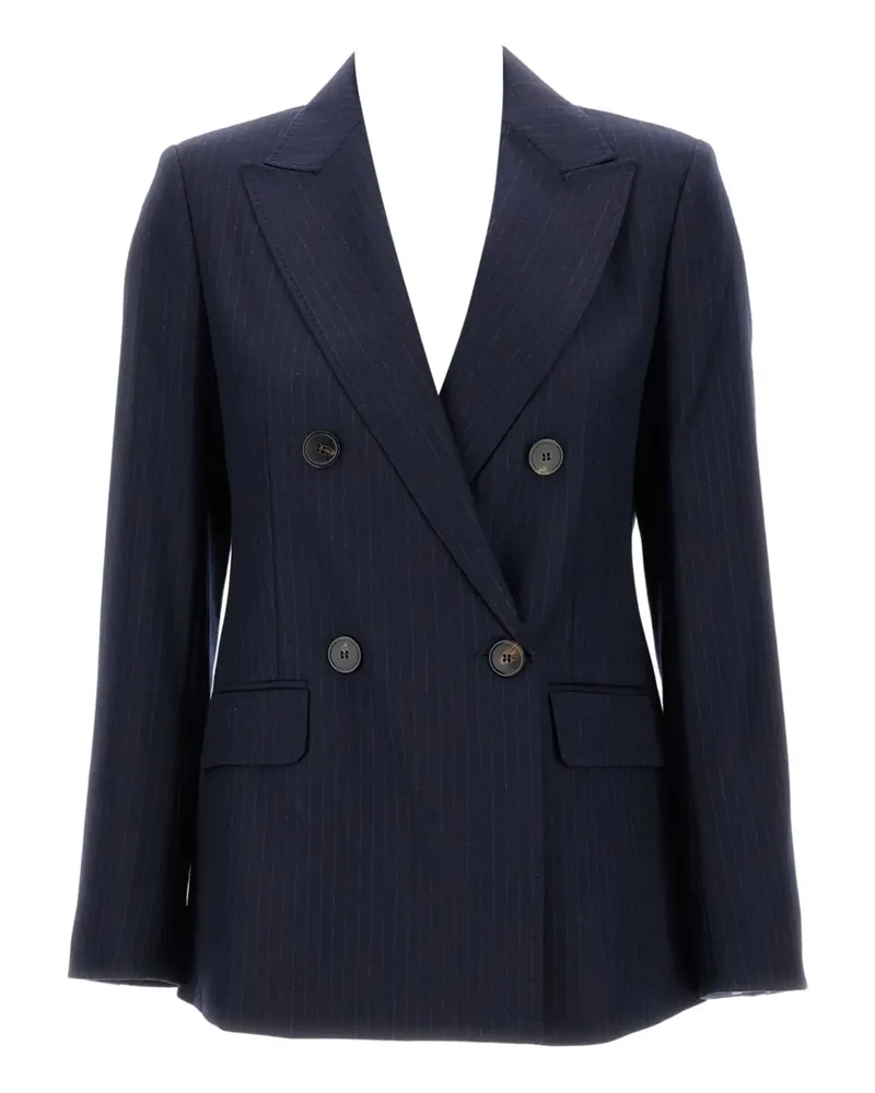 Max Mara Doppelreihiges Sakko mit Nadelstreifen - Blau Blau